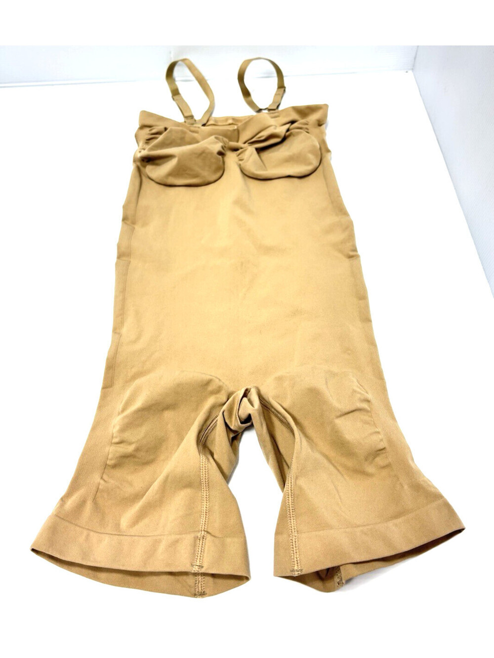 Lumivae Womens High Waisted Shapewear Bodysuit Full Body, Mid Thigh, Tan, Small